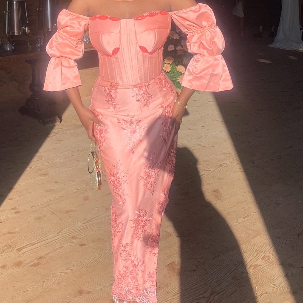 Off the shoulder handmade long dress